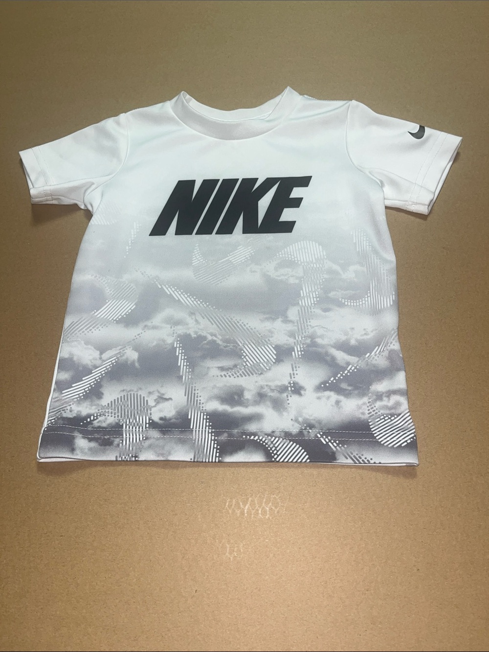 Nike White Short-Sleeve Tee with Gray Cloud Graphic